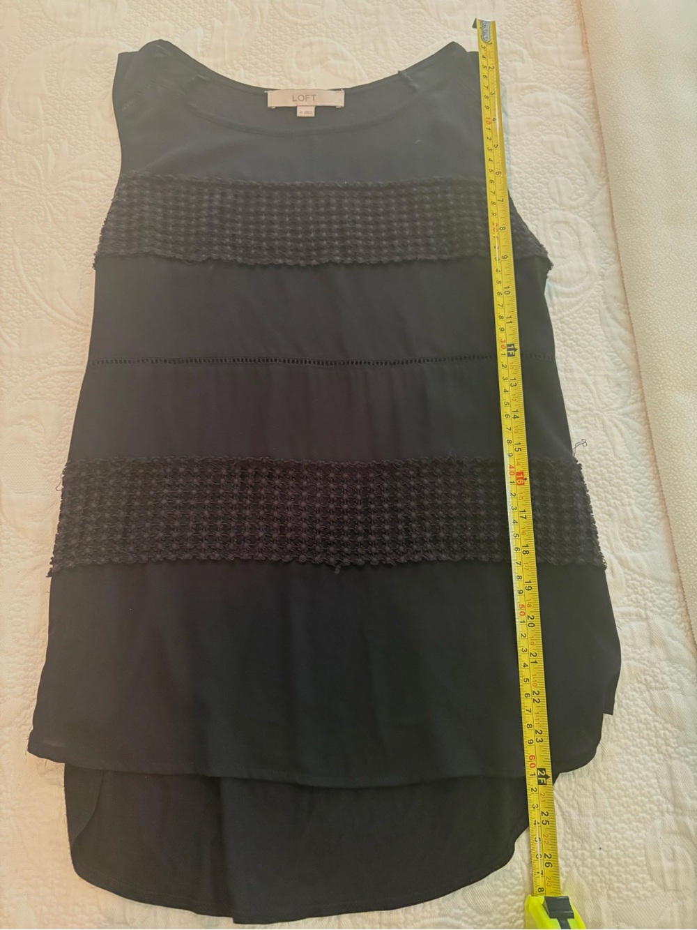 LOFT Black Sleeveless Tiered Textured Blouse